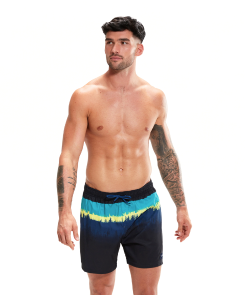 Speedo Men's Printed Leisure 16" Swim Water Shorts - Navy/Green