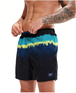 Speedo Men's Printed Leisure 16" Swim Water Shorts - Navy/Green