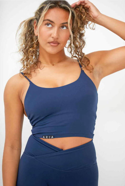 ARIA Allure Tank Crop Bra - Navy