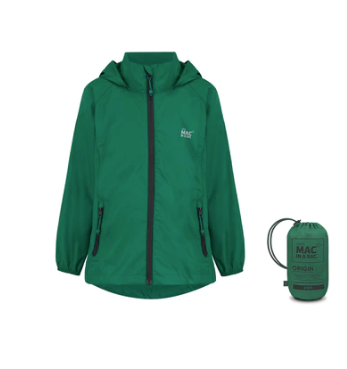 Mac in a Sac Origin II Kids Mini Packable Waterproof Jacket - BOTTLE GREEN