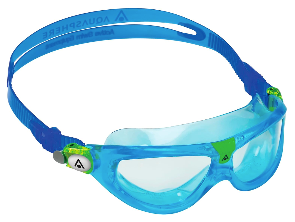 Aqua Sphere Seal Kid 2 Junior Swimming Goggles Mask Clear Lens - Aqua Blue