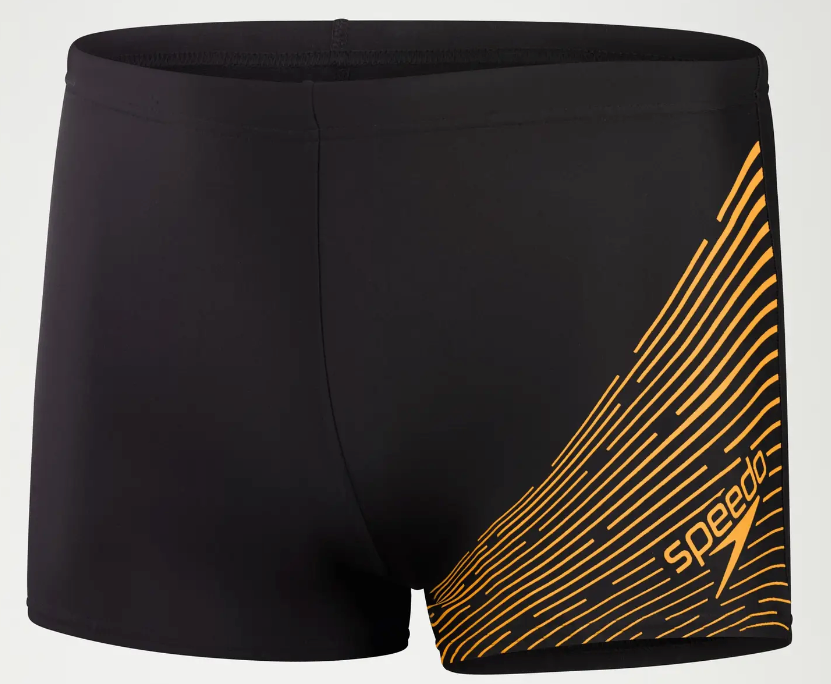 Speedo Men's Medley Logo Aquashort- Black/Orange