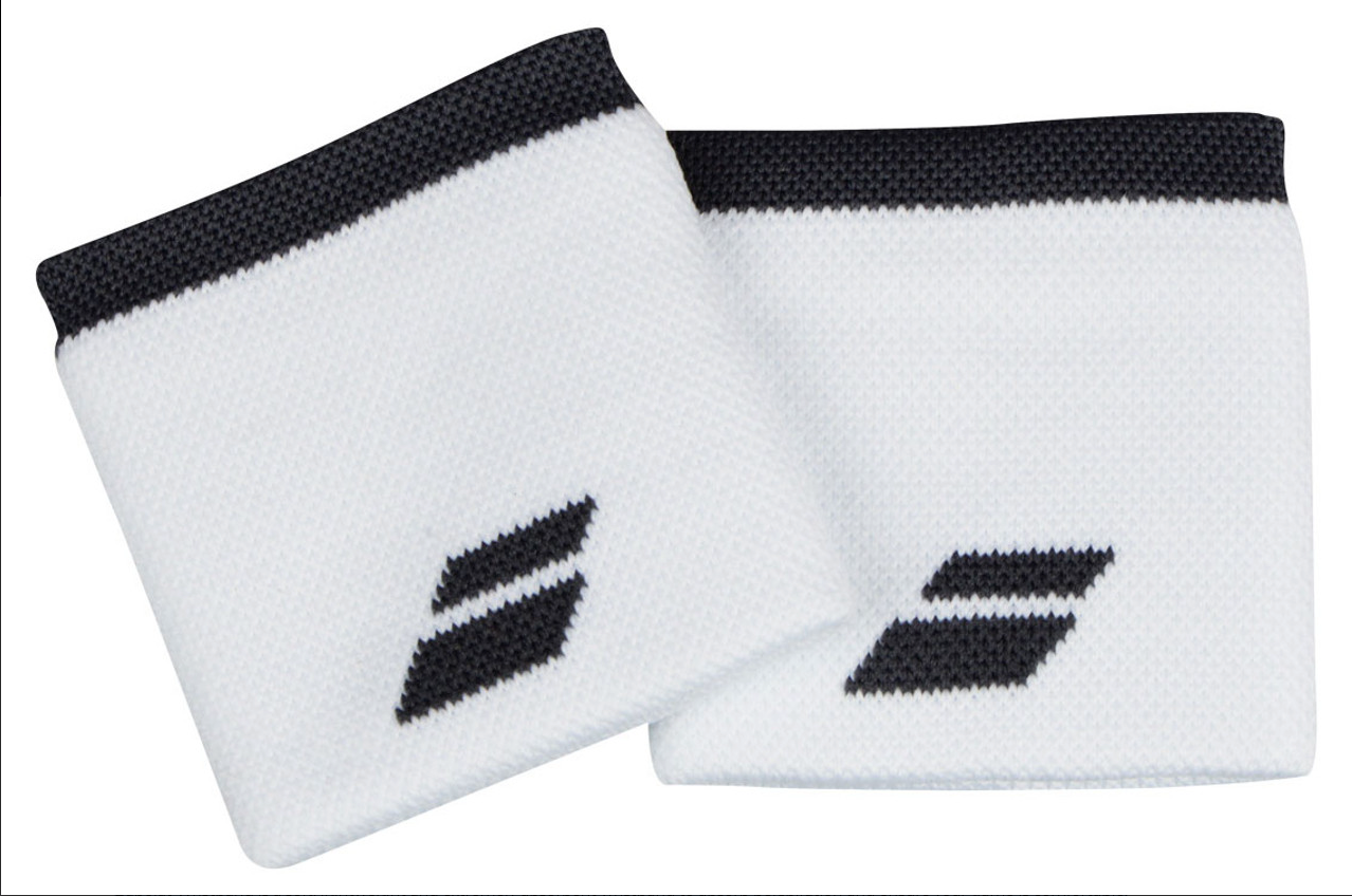 Babolat Logo Wristbands - White/Black (2 pack)