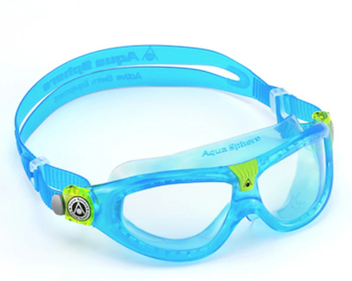 Aqua Sphere Seal Kid 2 Junior Swimming Goggles Mask Clear Lens - Aqua