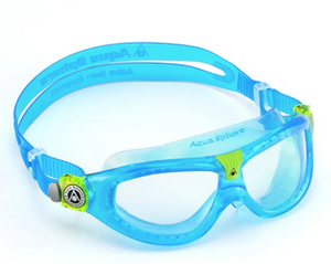 Aqua Sphere Seal Kid 2 Junior Swimming Goggles Mask Clear Lens - Aqua