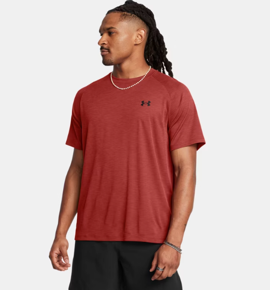 Under Armour Men's Textured Short Sleeve T-Shirt - Earthen Orange/Black