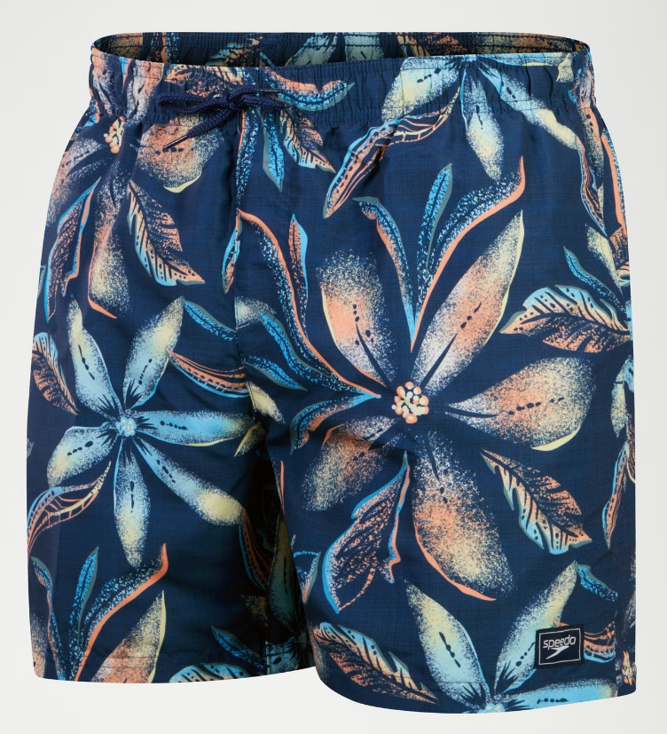 Speedo Men's Digital Printed Leisure 16" Swim Shorts - Blue/Orange Floral