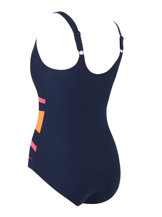 Zoggs Women's Sumatra Adjustable Scoopback 1 piece Swimsuit - Navy/Magenta/Orange