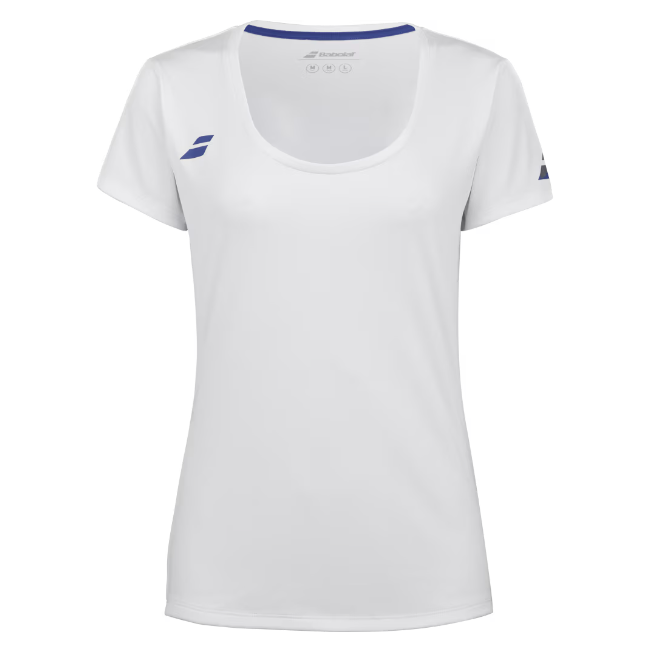 Babolat Girls Play Cap Sleeve Top -  White (Navy logo)