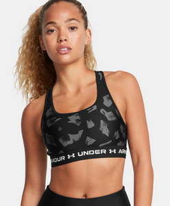 Under Armour Women's Mid Crossback Printed Sports Bra - Black / Anthracite (009)