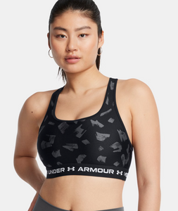 Under Armour Women's Mid Crossback Printed Sports Bra - Black / Anthracite (009)