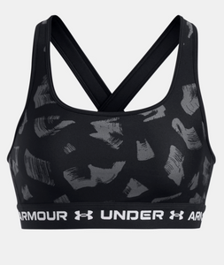 Under Armour Women's Mid Crossback Printed Sports Bra - Black / Anthracite (009)