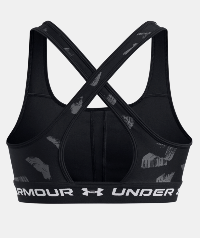 Under Armour Women's Mid Crossback Printed Sports Bra - Black / Anthracite (009)