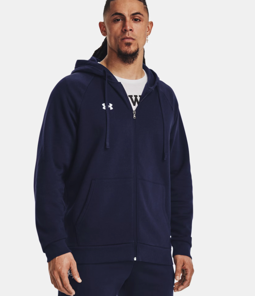 Under Armour Men's Rival Fleece Full-Zip Hoodie - Midnight Navy / White (410)