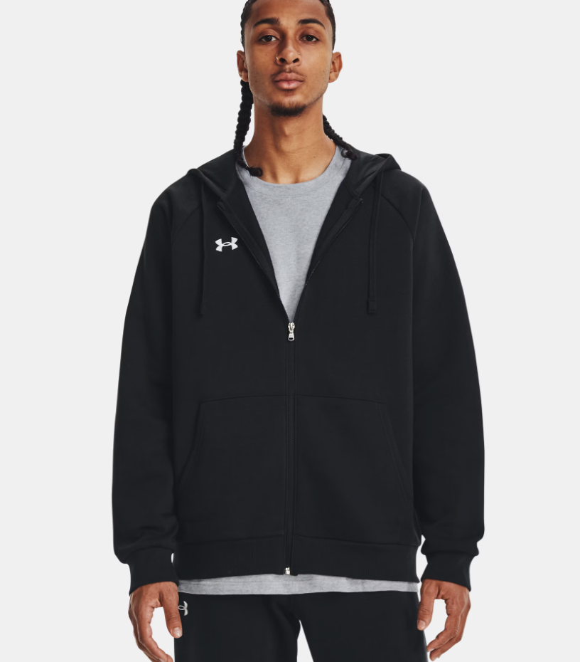 Under Armour Men's Rival Fleece Full-Zip Hoodie - Black / White (001)