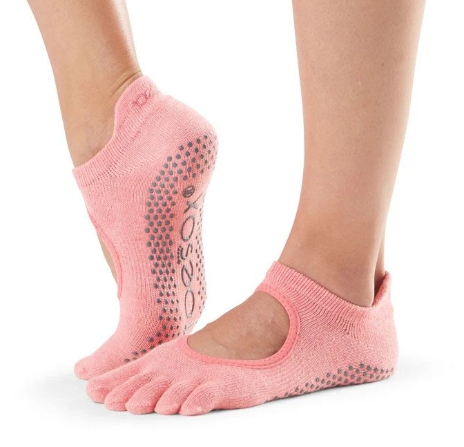 toesox Full Toe Bellarina Grip Socks - Melon