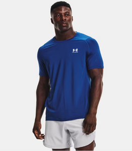 Under Armour Men's HeatGear Fitted Short Sleeve Tee Shirt - Tech Blue / Reflective (432)