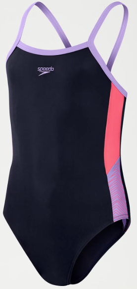 Speedo Girl's Dive Thinstrap Muscleback Swimsuit - Navy/ Lilac