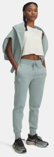 Under Armour Women's Rival Fleece Joggers- Silica Green/ White (348)