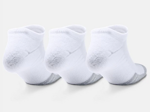 Under Armour Adult HeatGear No Show Socks 3-Pack - White/Grey