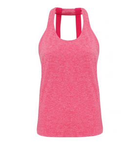 TriDri Women's Double Strap Back Vest Tank - Hot Pink Melange