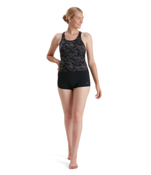 Speedo Women's Hyperboom Tankini Boyleg Swimsuit - Black/Grey